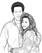The line drawing stage of Kevin and Claire's custom art