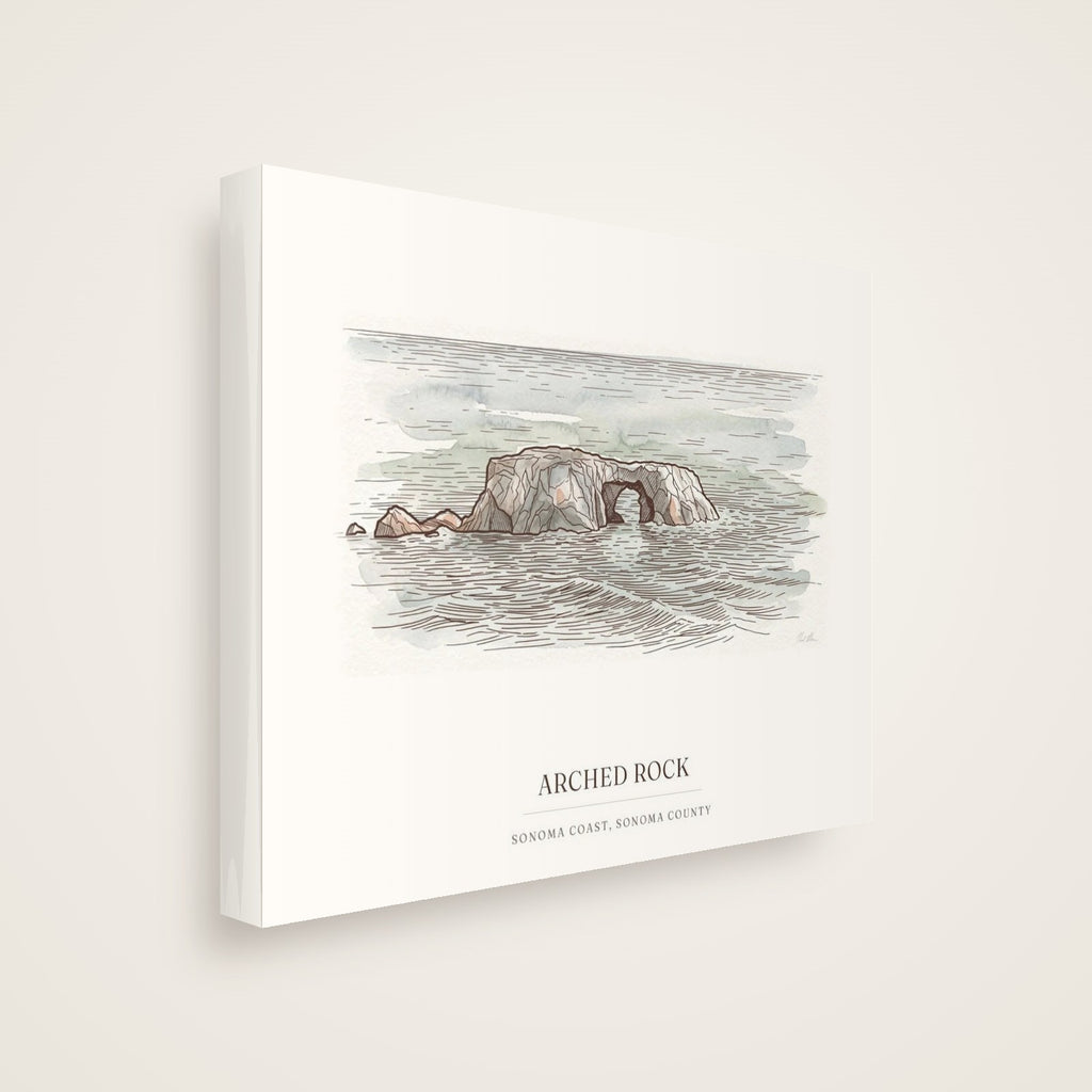 Arched Rock canvas seen from the side, showing the 1.25 inch deep gallery wrap with white edges