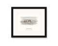 Framed watercolor print of Arched Rock on the Sonoma Coast, with a white mat in a black frame