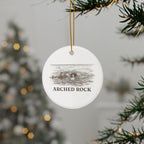Arched Rock ornament hanging on a Christmas tree