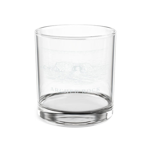 Engraved rocks glass with Arched Rock and the words ARCHED ROCK, front view