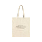 Natural cotton canvas tote bag with an ink drawing of Arched Rock off the Sonoma Coast