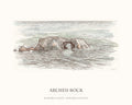 Watercolor art print of Arched Rock on the Sonoma Coast, with the place name below