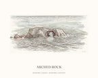 Watercolor art print of Arched Rock on the Sonoma Coast, with the place name below