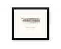 Framed watercolor print of the harbor at Bodega Bay, with a white mat in a black frame