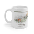 Bodega Bay watercolor mug, 11 oz, with the place name and Sonoma County under the picture