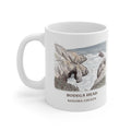 Bodega Head sea arch watercolor mug, 11 oz, with the place name and Sonoma County under the picture