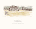 Watercolor art print of Fort Ross on the Sonoma Coast, with the place name below