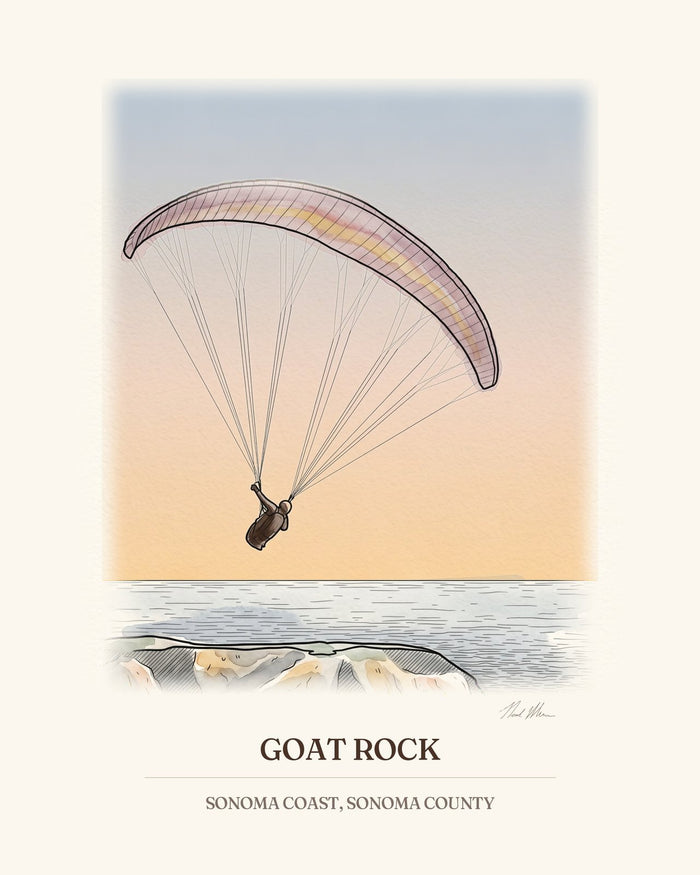 Paraglider over Goat Rock Art Print
