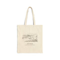 Natural cotton canvas tote bag with an ink drawing of Goat Rock on the Sonoma Coast