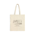 Natural cotton canvas tote bag with an ink drawing of Goat Rock on the Sonoma Coast