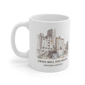 Grain Mill and Silos watercolor mug, 11 oz, with the place name and Sonoma County under the picture