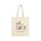 Natural cotton canvas tote bag with an ink drawing of the grain mill and silos on the Petaluma riverfront