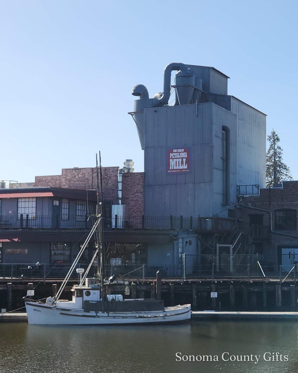The photograph of the Great Petaluma Mill in downtown Petaluma that the drawing was made from, taken on location