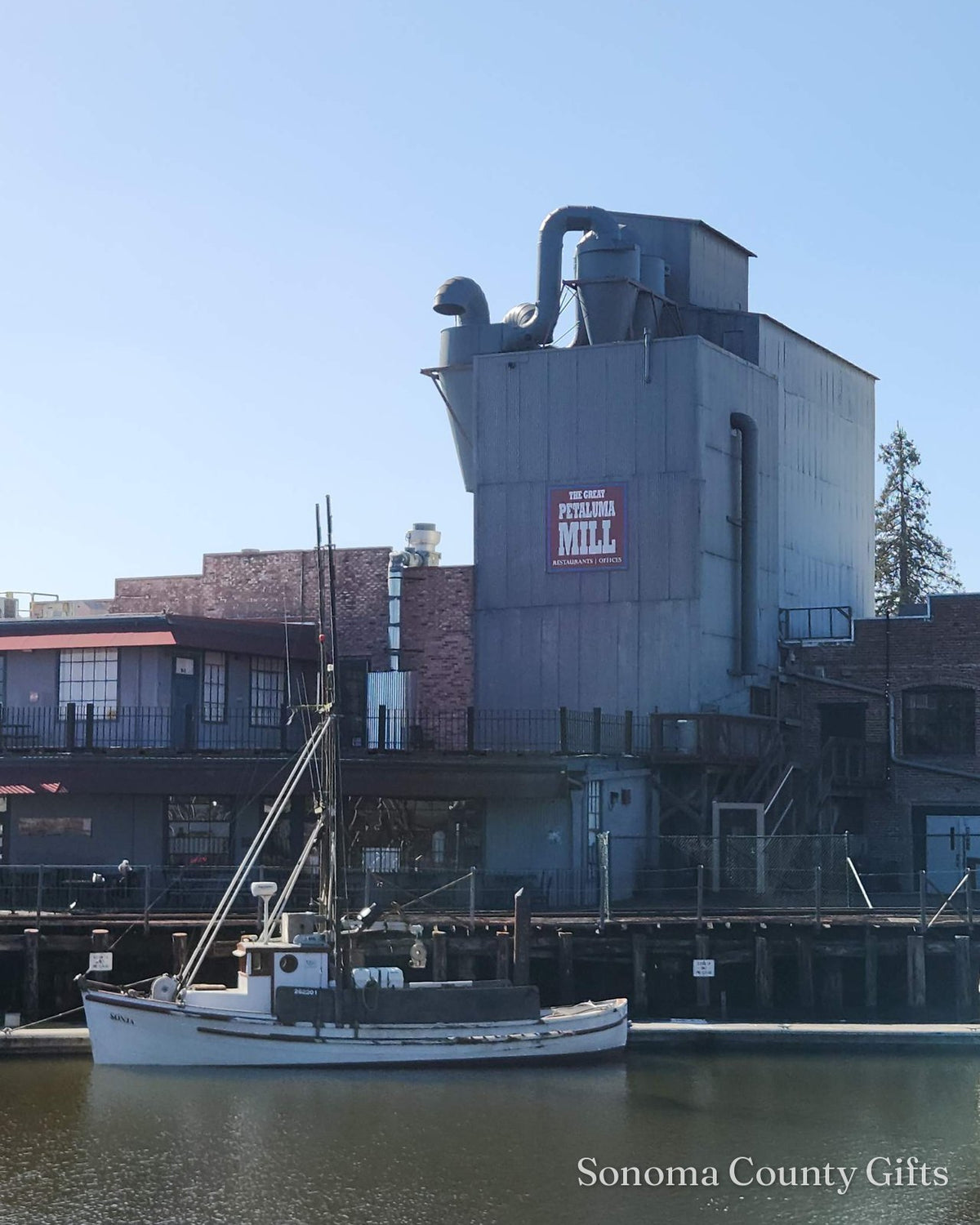 The photograph of the Great Petaluma Mill in downtown Petaluma that the drawing was made from, taken on location
