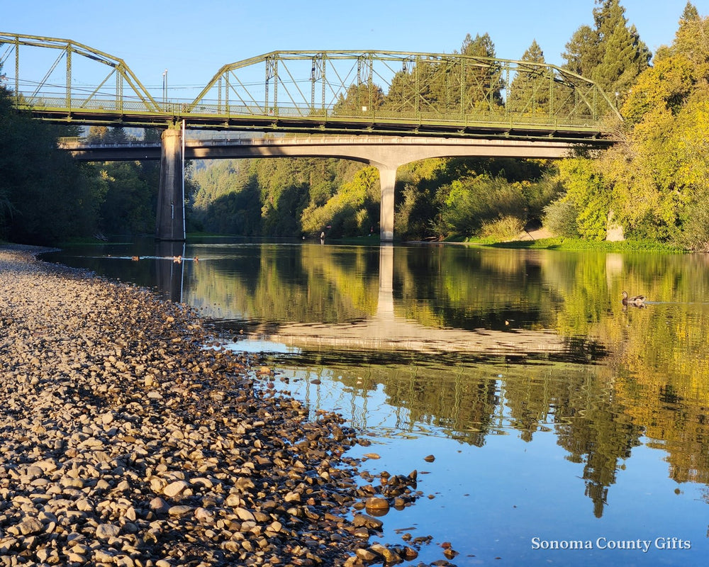 The photograph of the Guerneville Bridge over the Russian River that the drawing was made from, taken on location
