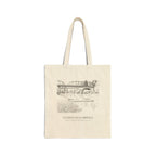 Natural cotton canvas tote bag with an ink drawing of the Guerneville Bridge over the Russian River