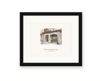 Framed watercolor print of the House of Happy Walls in Jack London State Historic Park, Glen Ellen, seen through its arched fieldstone entry, with a white mat in a black frame