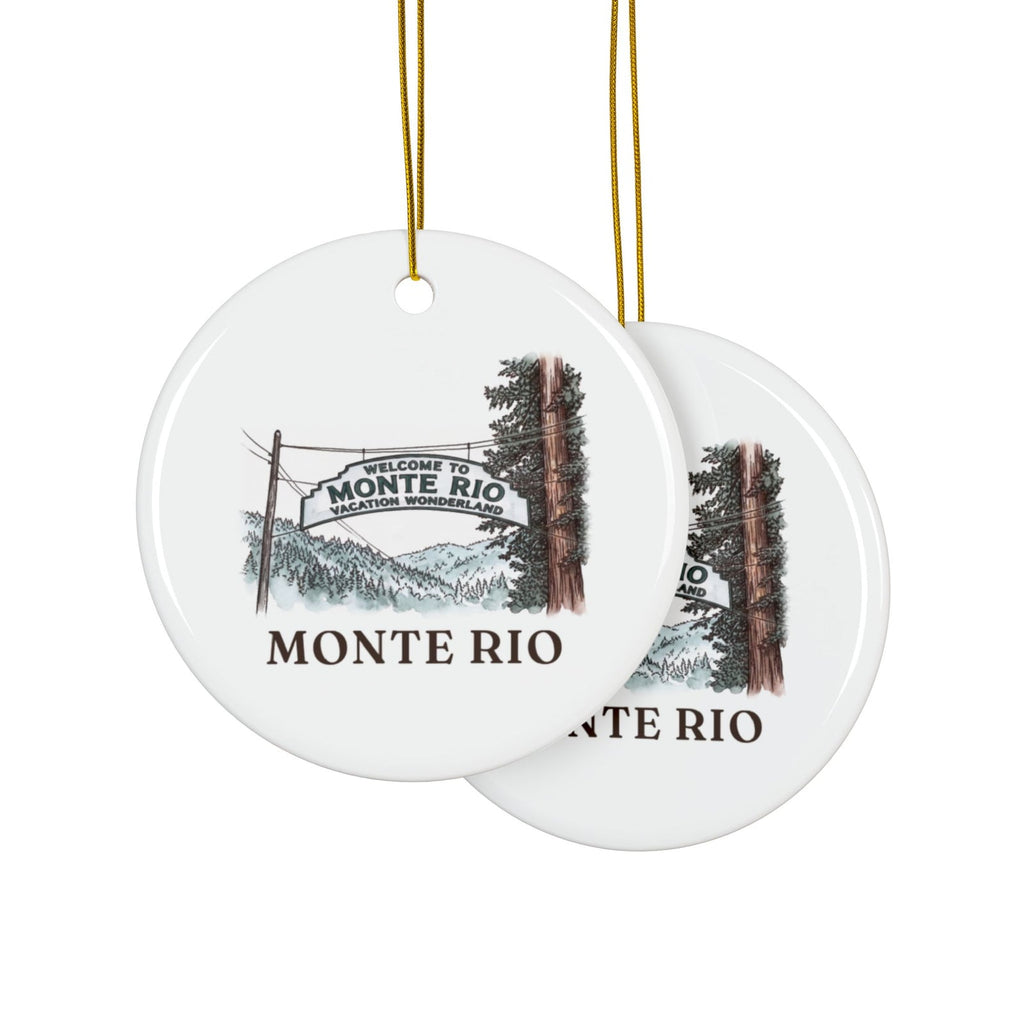 Monte Rio sign ornament, printed the same on both sides