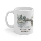 Petaluma River watercolor mug, 11 oz, with the place name and Sonoma County under the picture