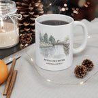 Petaluma River mug on a holiday coffee table