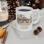 Plaza Gazebo mug on a holiday coffee table