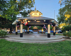 The photograph of the Healdsburg Plaza gazebo the drawing was made from