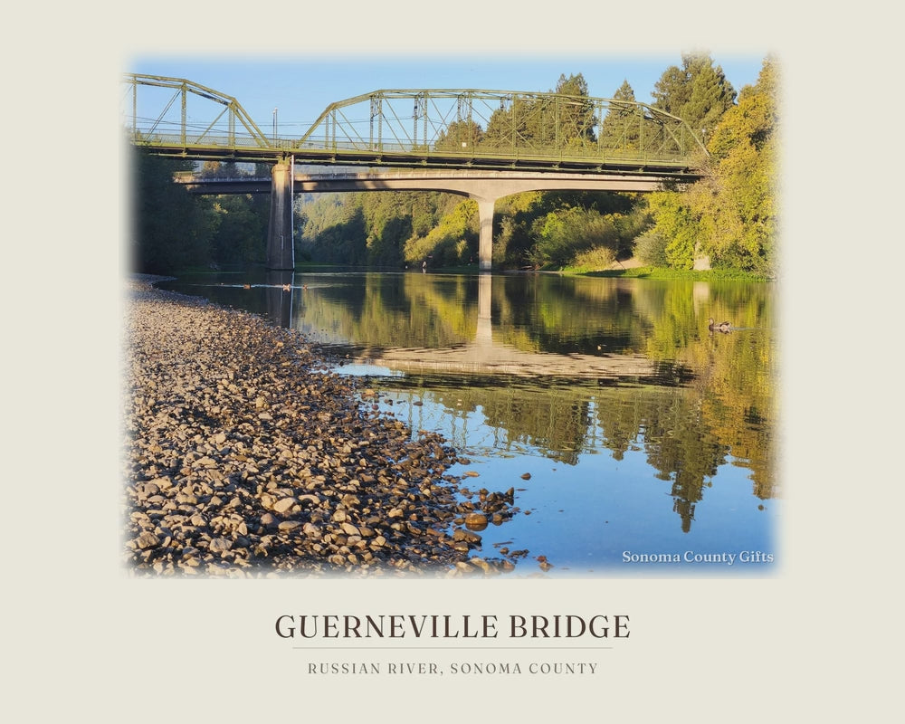 Guerneville Bridge, from the photograph taken on location to the ink line work to the watercolor print