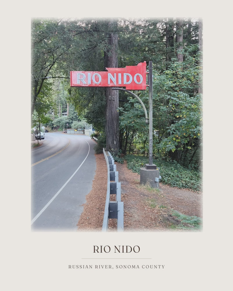 Rio Nido Sign, from the photograph taken on location to the ink line work to the watercolor print