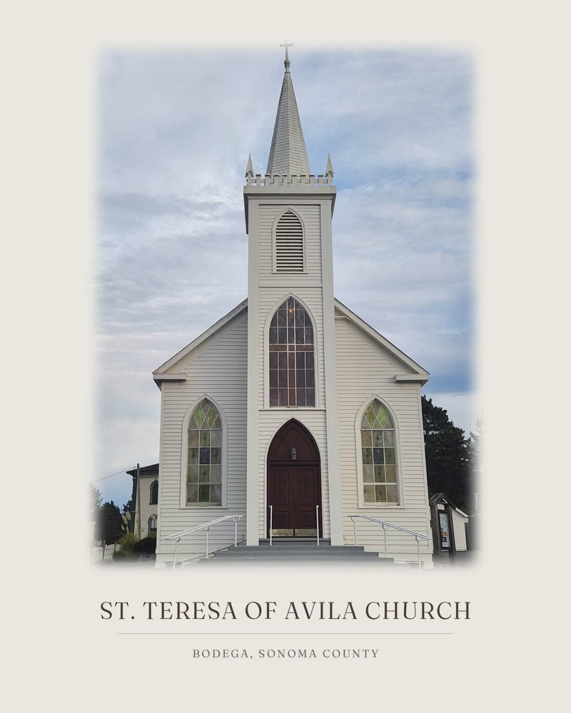 St. Teresa of Avila Church, from the photograph taken on location to the ink line work to the watercolor print