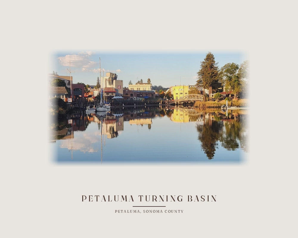 Petaluma Turning Basin, from the photograph taken on location to the ink line work to the watercolor print