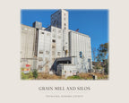 Grain Mill and Silos, from the photograph taken on location to the ink line work to the watercolor print