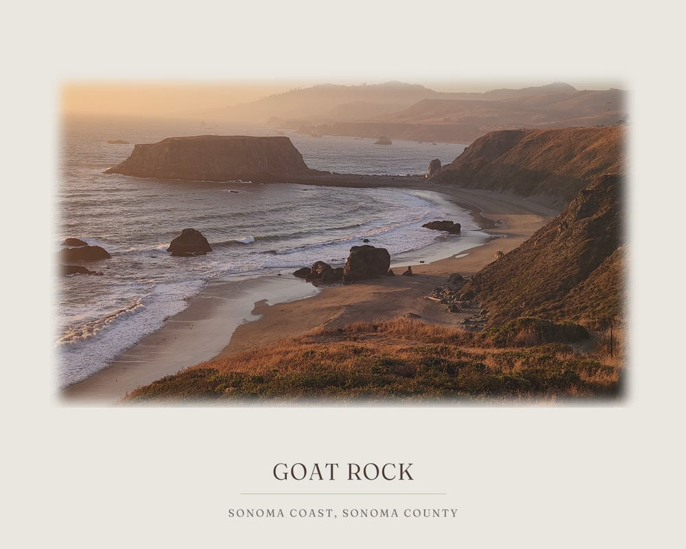 Goat Rock, from the photograph taken on location to the ink line work to the watercolor print