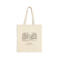 Natural cotton canvas tote bag with an ink drawing of the Tudor lodge in Rio Nido, Russian River