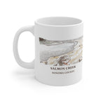 Salmon Creek watercolor mug, 11 oz, with the place name and Sonoma County under the picture