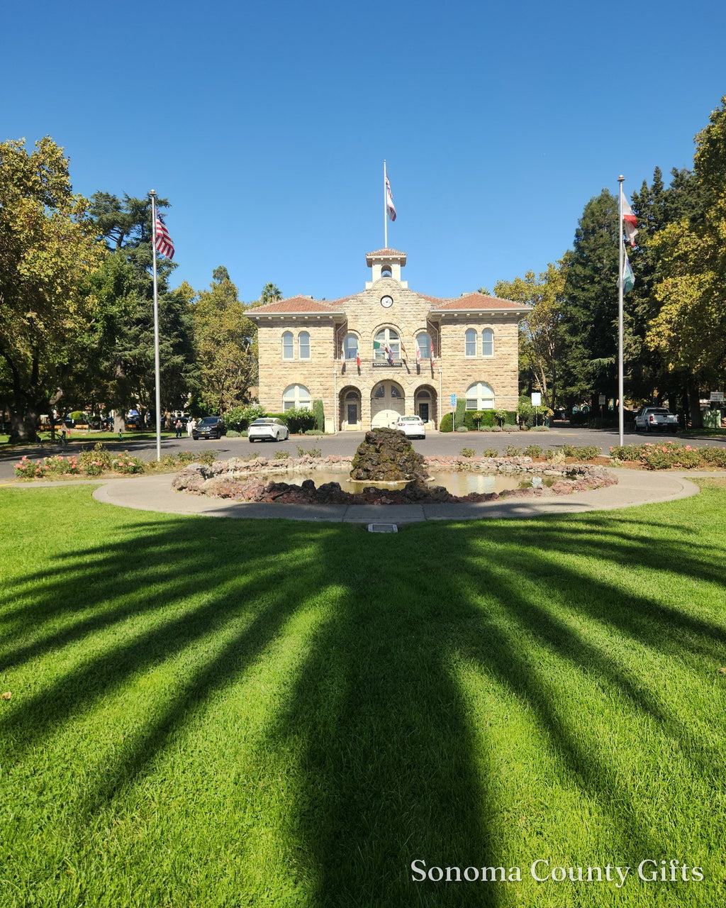 The photograph of Sonoma City Hall in Sonoma that the print was made from, taken on location