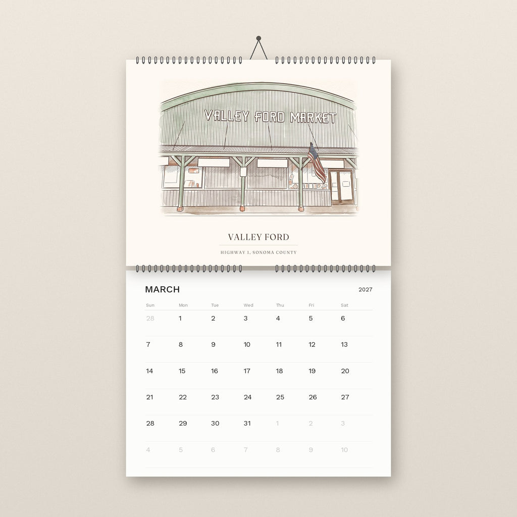 March: the Valley Ford Market, above the March 2027 date grid