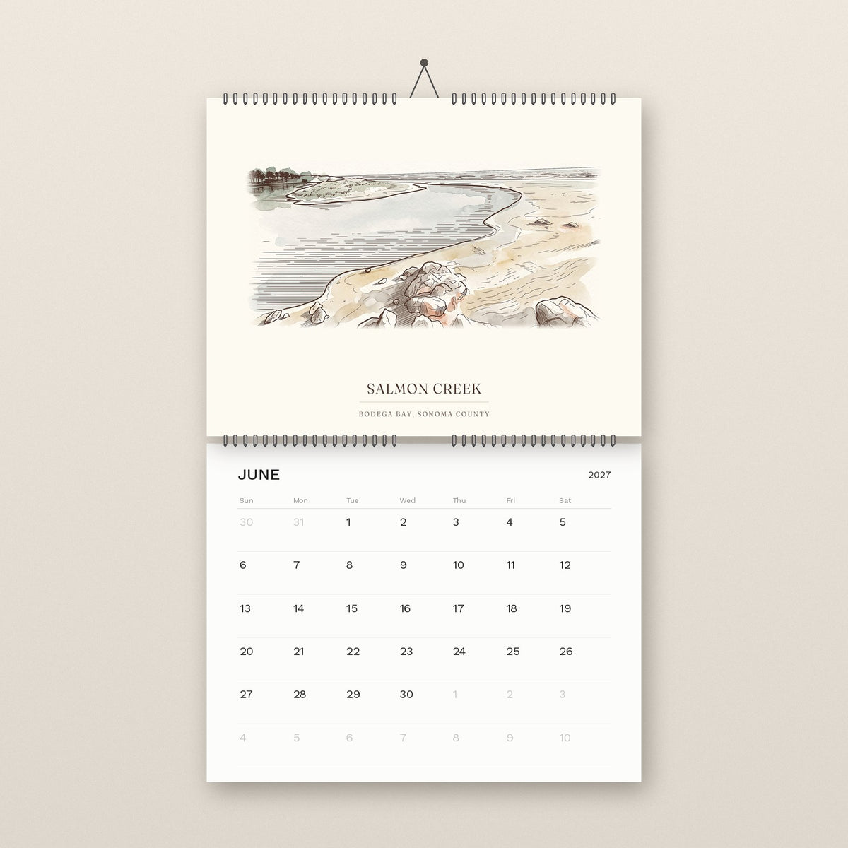 June: Salmon Creek, above the June 2027 date grid