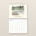 July: the Guerneville Bridge over the Russian River, above the July 2027 date grid