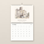 October: the Grain Mill and Silos in Petaluma, above the October 2027 date grid