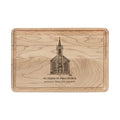 Maple cutting board engraved with a line drawing of St. Teresa of Avila Church in Bodega