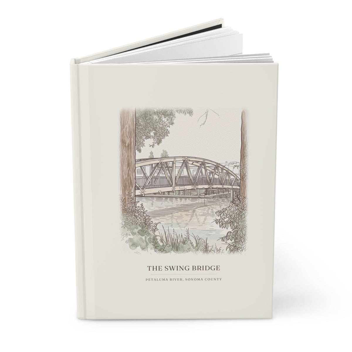 Swing bridge journal standing partly open