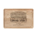 Maple cutting board engraved with a line drawing of the general store on Highway 1 in Valley Ford